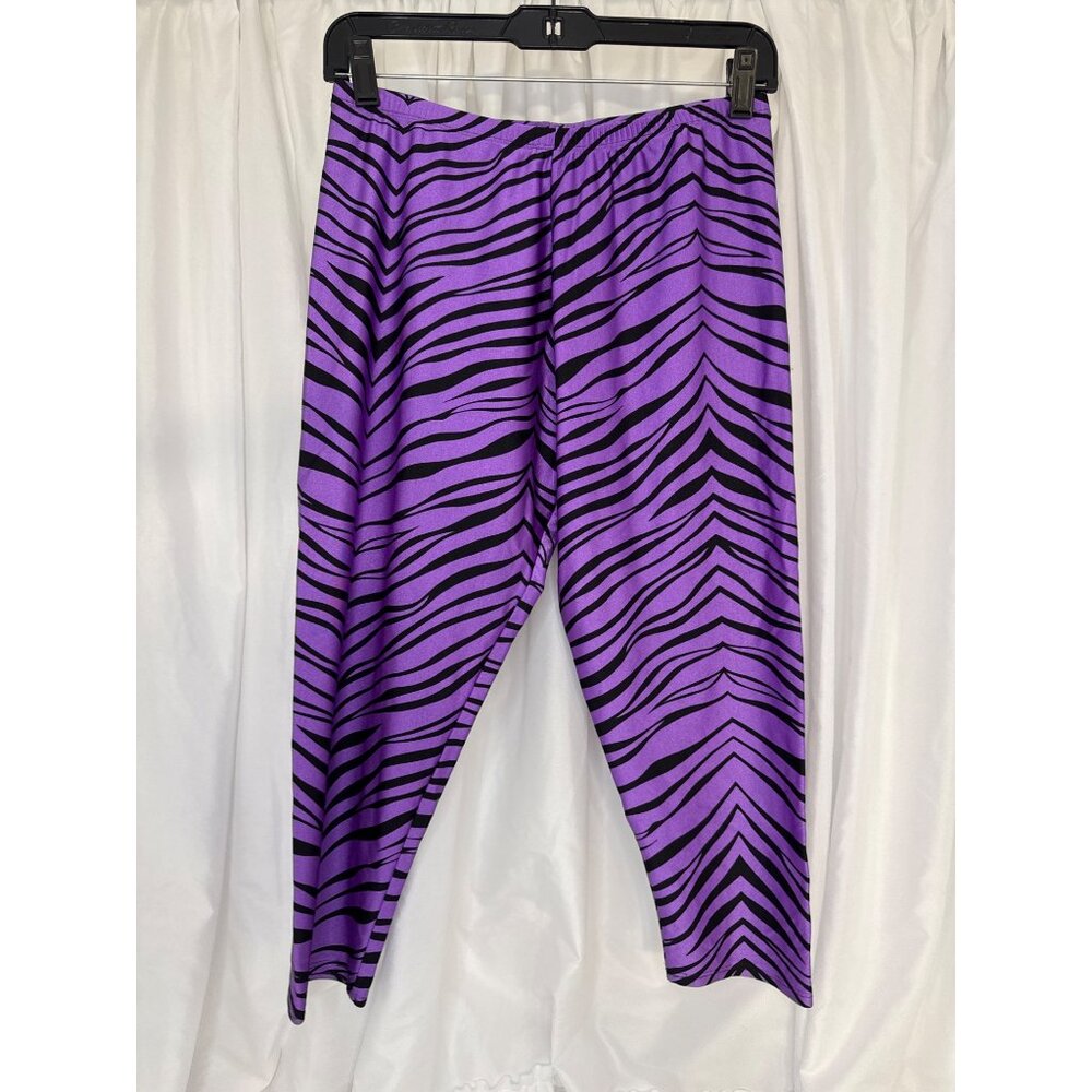 Running Funky Purple & Black Zebra Print Spandex Blend Leggings Size L